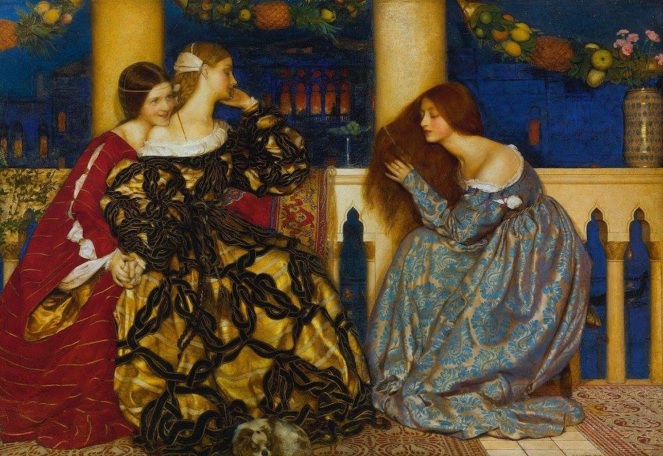 Dame veneziane ascoltano una serenata sul Canal Grande, Frank Cadogan Cowper, 1908:09, olio su tela, 88,9 x 128,9 cm, collezione privata